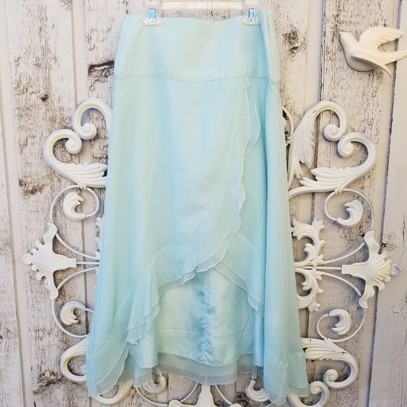 Doen Dresses & Skirts - DOEN like blue Silk Flutter Ruffle Open Front Skirt